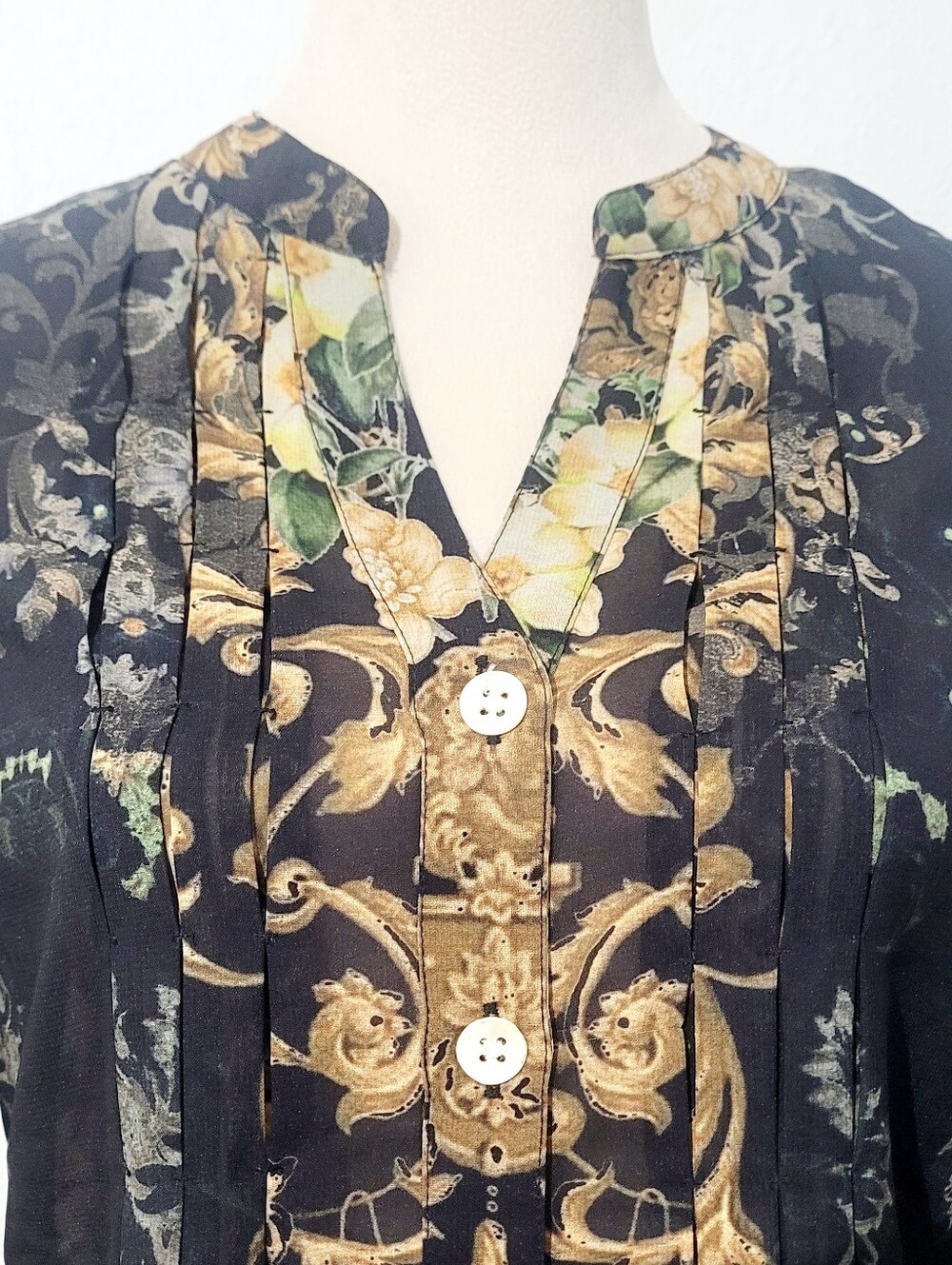 Soft Surroundings Sheer Floral Baroque Tunic Blouse Womens Size Small Boho New - Picture 3 of 14